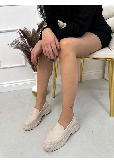 Erva'nın Butiği Bej Cilt Clay Kadın Loafer-4474