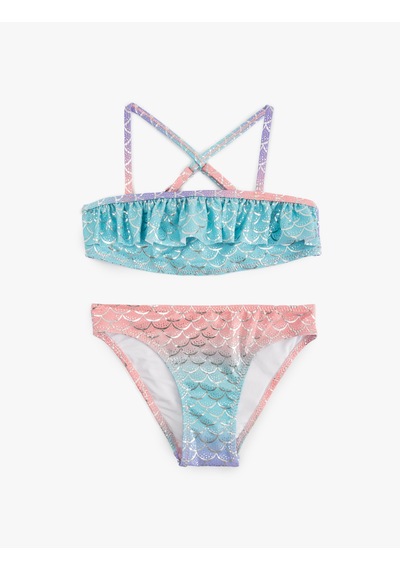 Koton Deniz Kızı Temalı Baskı Detaylı Fırfırlı Askılı Bikini Takımı Pembe Desenli 5skg00016mm Pembe Desenli
