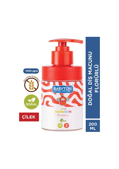 Doğal Çilekli 2 Yaş Ve Üzeri Florürlü Diş Macunu Pompalı 200 Ml Temel Bakım
