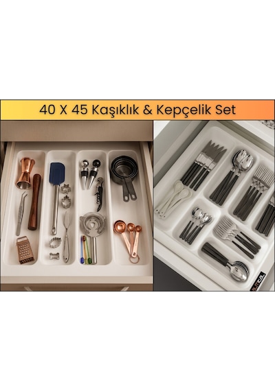 40x45 Cm. Beyaz Kaşıklık Ve Kepçelik 2'li Set 40x41cm E Kadar Kesilebilir
