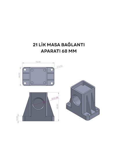 Cateksss 21 Lik Masa Bağlantı Aparatı 68 Mm Siyah - 5 Li Paket