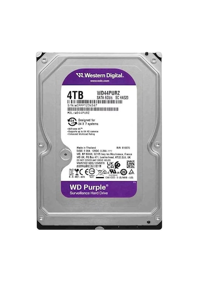 Wd 4tb 3.5 Purple Wd44purz Sata3 5400rpm 128mb 7-24 Guvenlık Harddisk Resmi Distribitör Ürünü