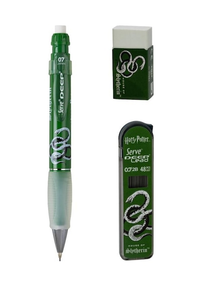 Serve Deep Üçlü Set 0.7 Mm Harry Potter Koleksiyonu Mekanik Versatil Kalem, 2b Min 48 Li & Pvc Siz Silgi Seti - Koyu Yeşil Çok Renkli