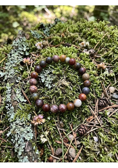 8 Mm Picasso Jasper Doğaltaş Bileklik Unisex Kahverengi
