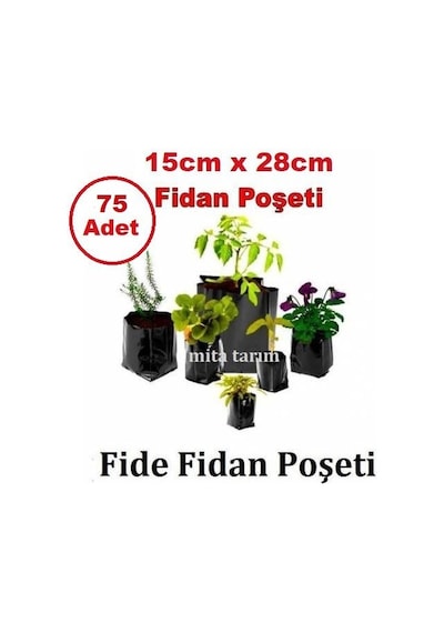 Fidan Poşet, 15X28, Fide Poşeti, 75 Adet, Fidan Torbası