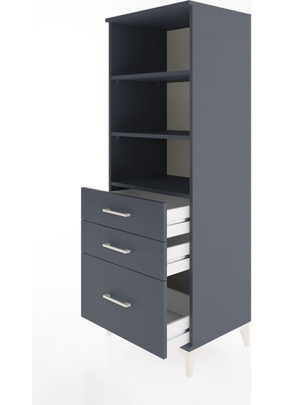 Hyperion Dolap 3 Raflı 3 Çekmeceli 60x44x163 Antrasit-antrasit Antrasit