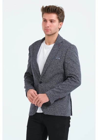 Bonesti Erkek Slim Fit Blazer Ceket Lacivert Beyaz Beyaz - Lacivert