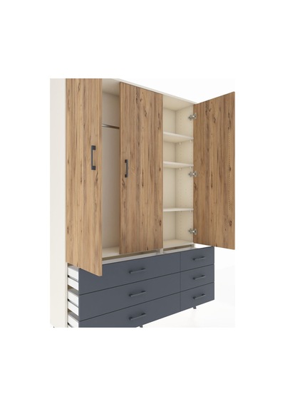 Arges Dolap 5 Raflı 6 Çekmeceli Tek Askılı 132x30x195 Aytaşı-çam/antrasit Atlas Çam/antrasıt Arges Dolap 5 Raflı 6 Çekmeceli Tek Askılı 132x30x195 Aytaşı-çam/antrasit Atlas Çam/antrasıt