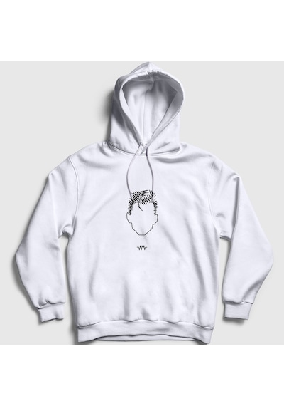 Presmono Unisex Face Arctic Monkeys Kapüşonlu Sweatshirt Beyaz