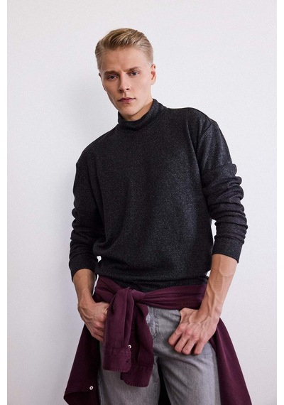 Defacto Regular Fit Yarım Balıkçı Yaka Sweatshirt E9625ax25auar163 Antrasit