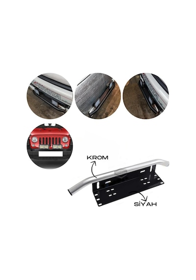 Her Araca Uyumlu Plaka Altlığı Ve Koruma Demiri Sis Ayağı Suv 4x4 Off Road Led Montaj Braketi Plakalık Led Bağlantı Ayağı Krom 00 Şüscaroto Aksesuar