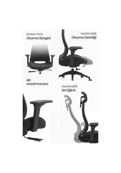 Lizbon Ergonomik Çalışma Koltuğu Siyah