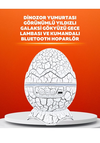 Dinozor Yumurtası Tasarımlı Projektörlü Gece Lambası - Lisinya Beyaz