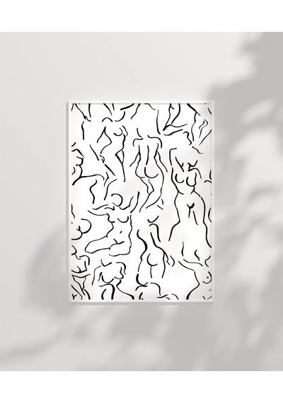 Çerçevesiz Poster Modern Sanat Stilinde Soyut Nü Desenli