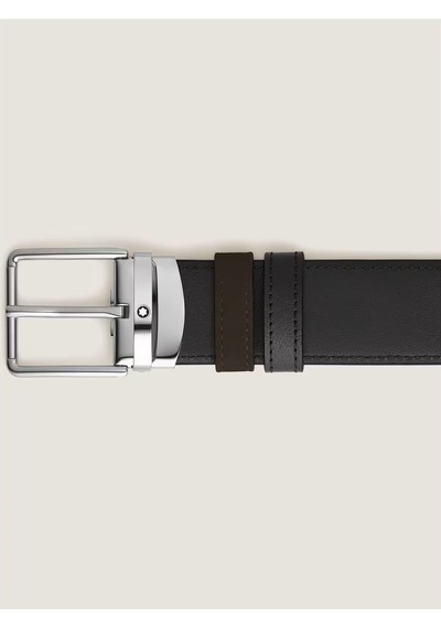 Montblanc Everyday Kahverengi - Siyah 35 Mm Çift Taraflı Deri Kem