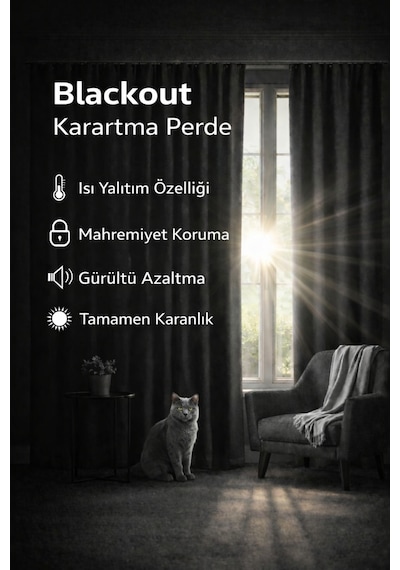 Siyah Blackout Özel Dokuma Kalın Kumaş Karartma Güneşlik Fon Perde Işık Geçirmez