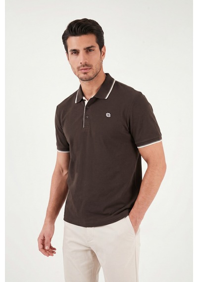 Buratti % 100 Pamuk Düğmeli Regular Fit Polo Yaka T Shirt Erkek Polo Yaka T Shirt 5902118 Kahve