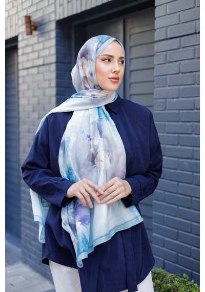 Mimiyum Simple Roses Soft Şal Turkuaz