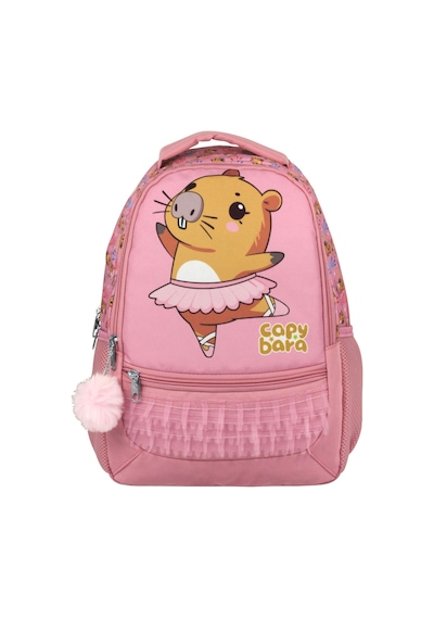 Capybara Pembe Kız Çocuk Balerin Capybara Desenli İlkokul Okul Sırt Çantası - 5215