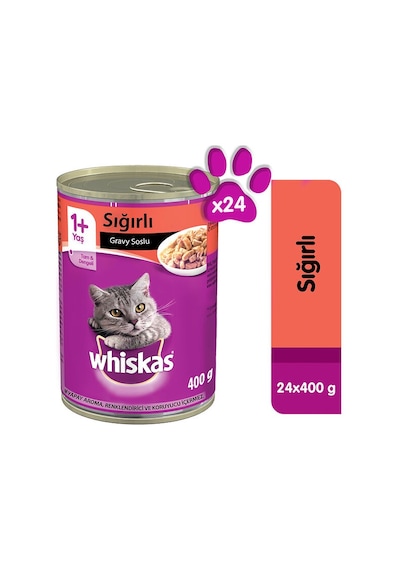 Whiskas Biftekli Konserve Yetişkin Kedi Maması 24 x 400 G