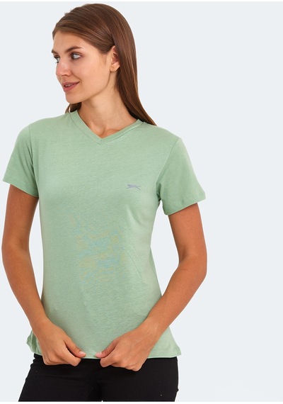 Slazenger KRISTEN I Kadın V Yaka Açık Yeşil Tişört