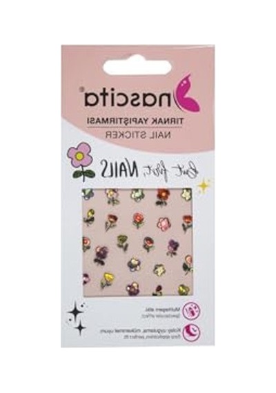 Nascita Çiçek Desenli Tırnak Stickerı, 31 Adet İle Renkli Tasarım Abanoz