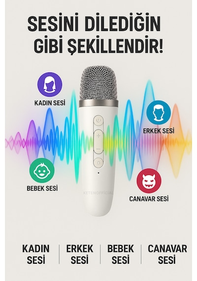 Mikrofonlu Bluetooth Karaoke Hoparlör Rgb Led Işık 5 Ses Efekti Taşınabilir Ses Bombası