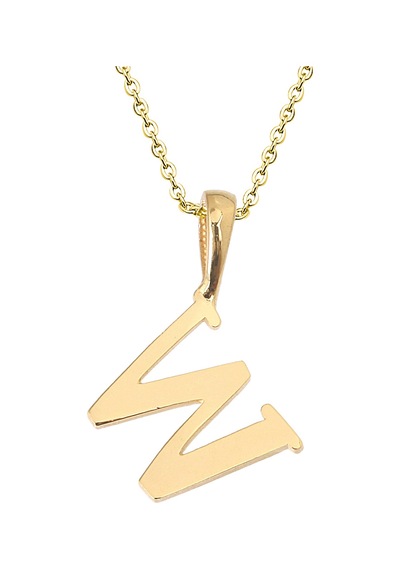 Kuyumcudukkani Zincirli Altın Renk "w" Harfli Kolye Gold