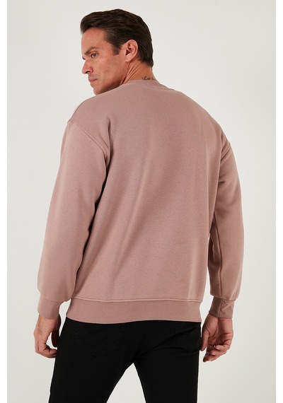 Buratti Regular Fit Bisiklet Yaka Pamuklu Içi Tüylü Yumuşak Şardonlu Erkek Sweat 5905255 Gül