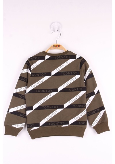 Toontoy Kids Toontoy Erkek Çocuk Toontoy Şeritli Sweatshirt Haki