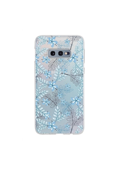 Samsung Galaxy Uyumlu S10e Kapak Floral Mavi Tasarımlı Şeffaf Silikon Kılıf