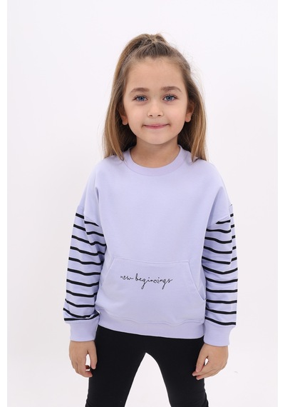 Toontoy Kız Çocuk Baskılı Sweatshirt Koyu Mavi