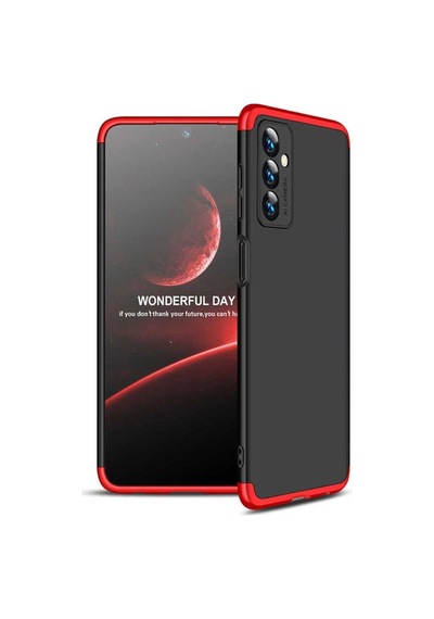Samsung Uyumlu Galaxy M23 Kılıf Zore Ays Kapak Siyah-Kırmızı