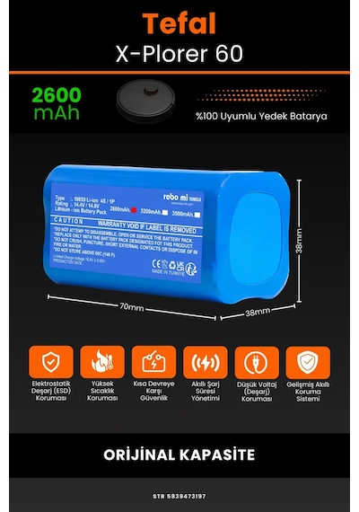 Tefal X-Plorer Serie 60 2600mAh Robot Süpürge Bataryası