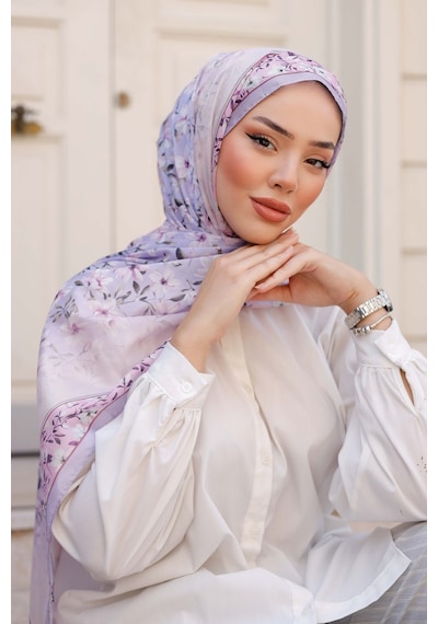 Mimiyum Lemon Flower Nayf İpek Şal - Lila