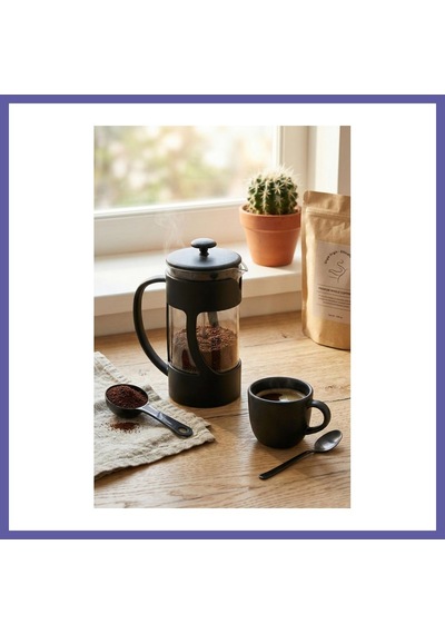 Bezos 350 Ml Borosilikat Cam French Press & Siyah Modern Kahve Ve Bitki Çayı Demleme Gereci Nıda
