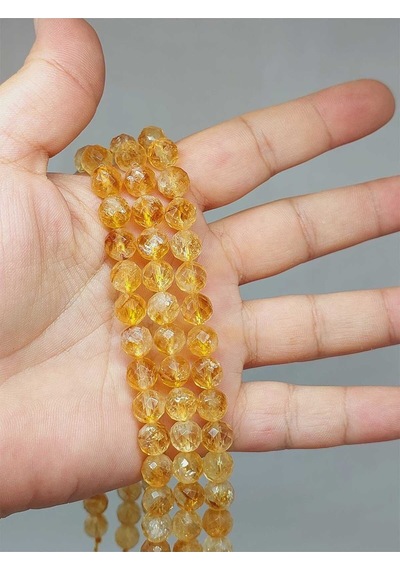 Bileklik Boy Sitrin Taşı Faset Kesim Yarım Dizi 8mm 51358 18cm Uzunluğundadır Çok Renkli