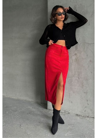 Verymoda Süet Etek F1761 Kırmızı
