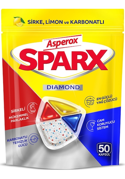 Asperox Sparx Diamond Bulaşık Makinesi Kapsülü 50'li 585 G 3 Adet