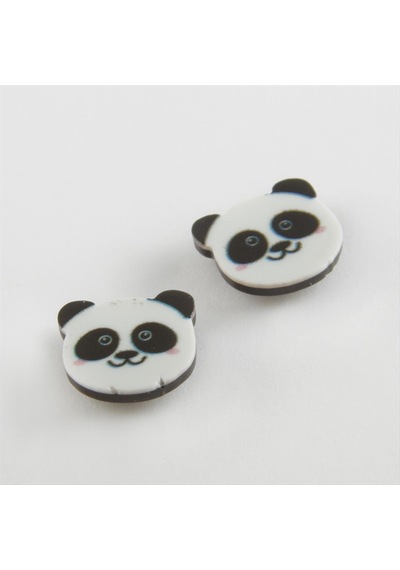 Panda Mıknatıslı Plastik Çocuk Küpesi - Beyaz N145