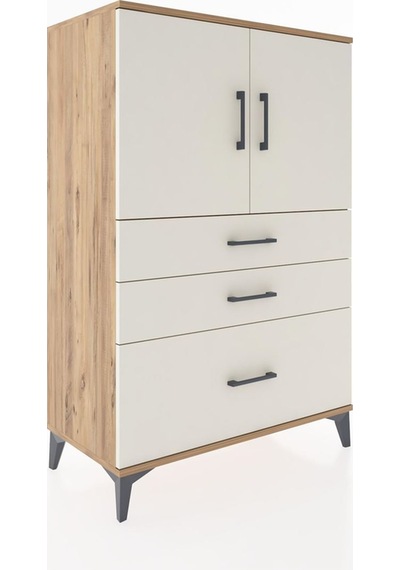 Hyperion Dolap 2 Raflı 3 Çekmeceli 2 Kapaklı 88x44x134 Çam-ay... Çam