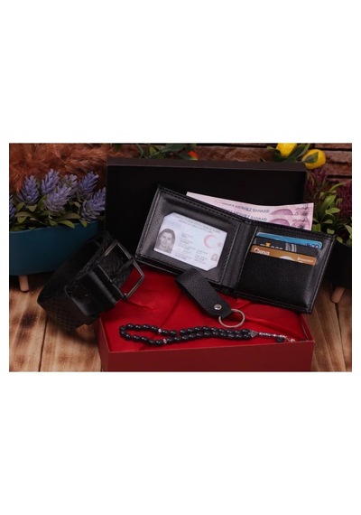 Ozka Leather Collection Erkek Cüzdan Kemer Set Sıyah