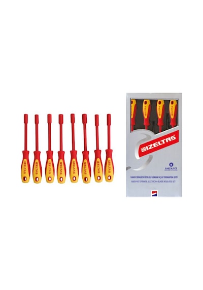 İzeltaş 4773 1000 V Süngüsü İzoleli Lokma Uçlu Tornavida Seti 8 Parça - 4773008108