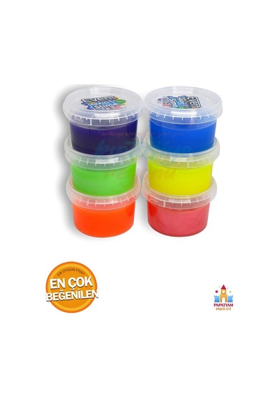 Ele Yapışmaz Neon Slime Seti 1080 Gr - 6 Renkli Slaym Keyfi Turuncu