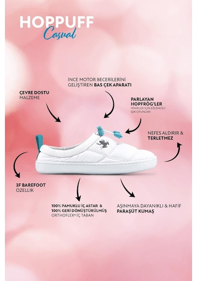 Hoppuff Casual Dinamik Beyaz Barefoot Çocuk Ayakkabı