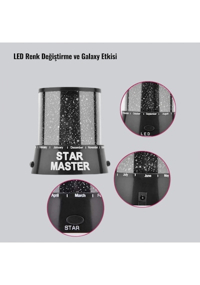 Renk Değiştiren Galaxy Efektli Led Yıldız Projektör Renkli
