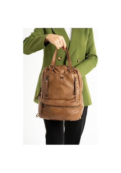 Baginn Y.s.deri Retro Kadın Sırt Çantası Çok Cepli Fonksiyonel Kullanım Vegan Suni Deri 30 25 Cm 001