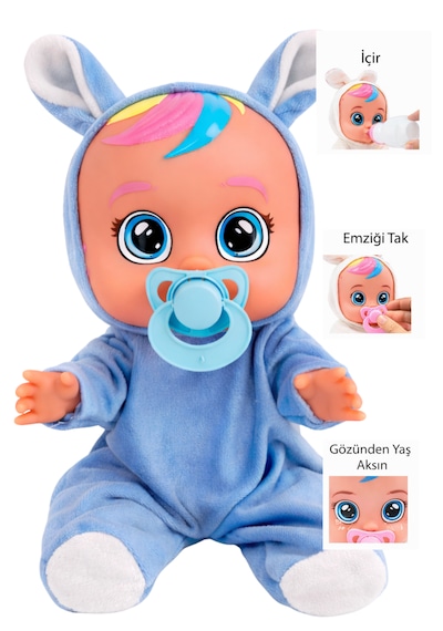 Ağlayan Ve Konuşan Et Bebek 20 Cm Su İçen Bebek Oyuncağı 3+ Yaş Açık Mavi