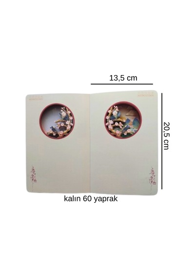 Hediyelik Lüks Oval Desen Kesimli Çizgisiz Not Hatıra Defteri 60 Yaprak 13,5x20,5 Cm Kuş Desen