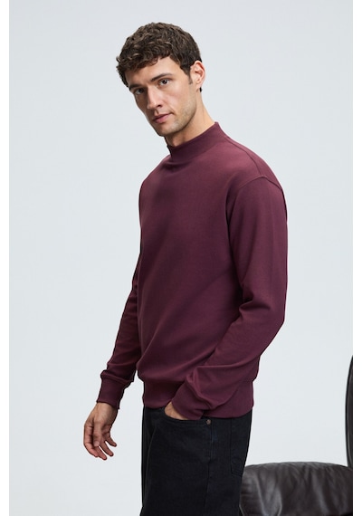 Grımelange QUILLA Erkek Yarım Balıkçı Basic Bordo Sweatshirt